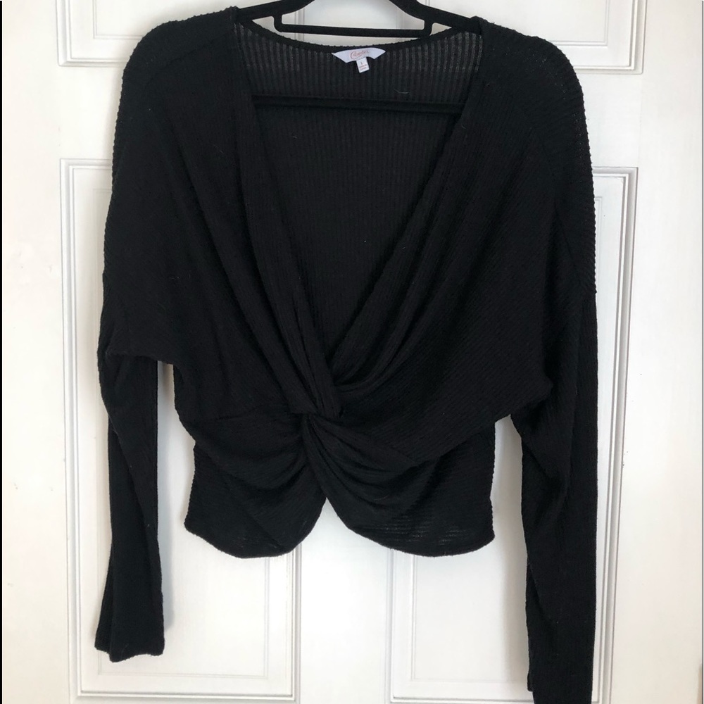 Black crossover sweater shirt